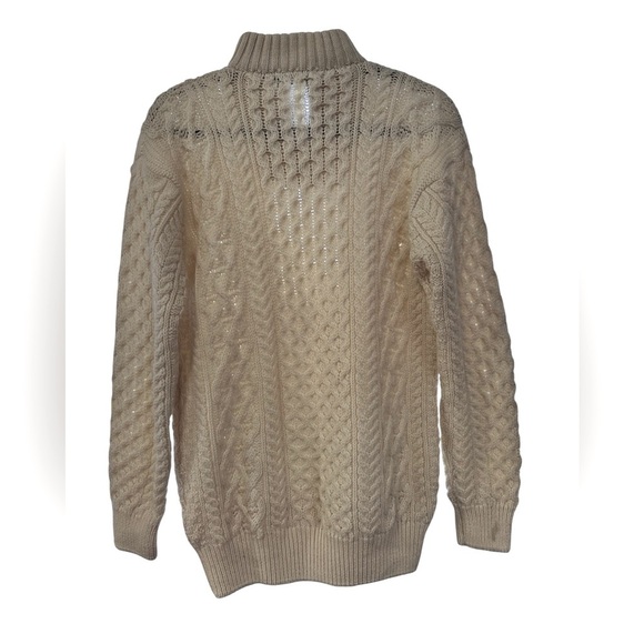 IrelandsEye Men’s Aran Knit 1/4 Zip  100% Merino Wool Turtleneck Sweater size L - Picture 7 of 9